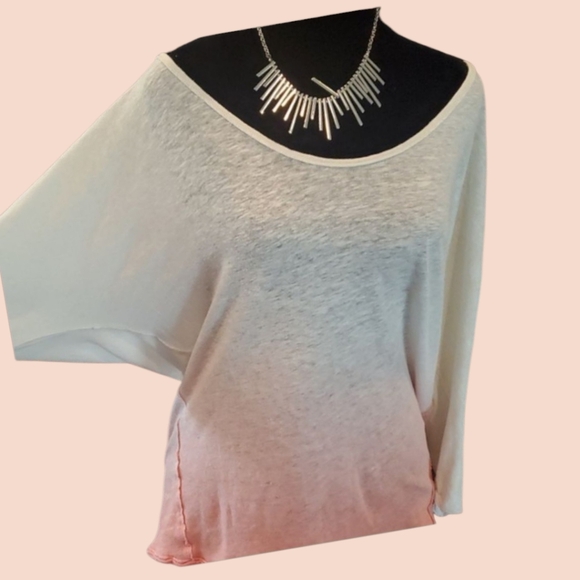 Free People Off the Shoulder Top. Soft Crean leading to Soft Orange. Size Small - Picture 2 of 4
